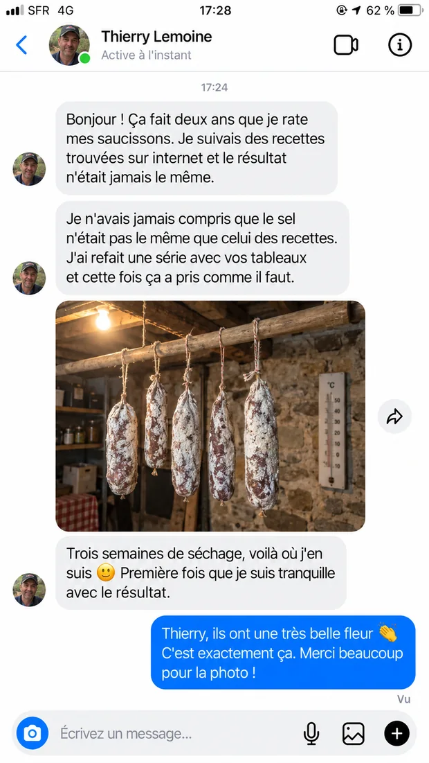 Message d'un client : le sel n'était pas le même